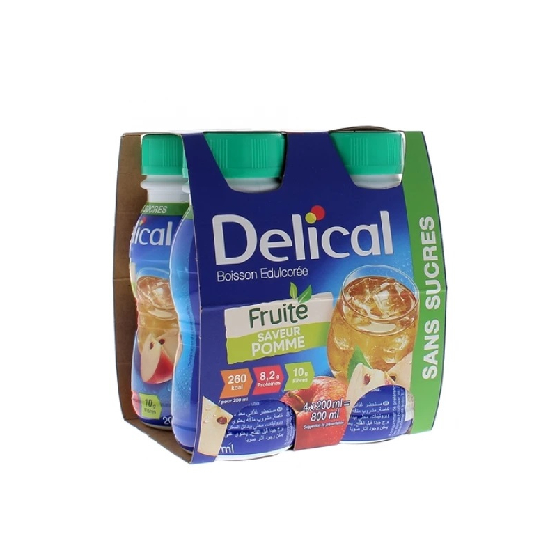 Delical Boisson fruitée édulcorée saveur pomme - 4 x 200 ml