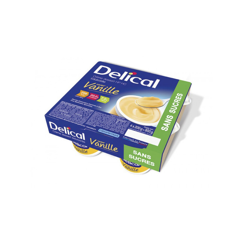 Delical Crème dessert HP/HC édulcorée sans sucres vanille - 4x200g