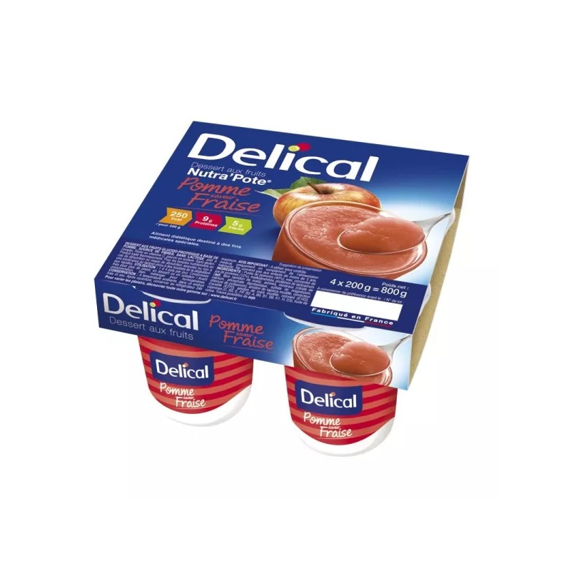 Delical Nutra'Pote pomme saveur fraise compotes - 4 pots de 200g