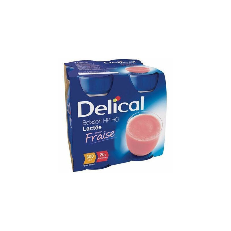 Delical boisson HP HC lactée fraise - 4x200 ml