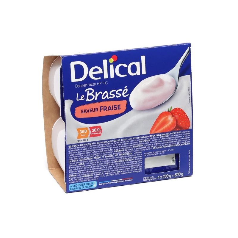 Delical Dessert lacté HP HC Le Brassé saveur Fraise - 4x200 ml