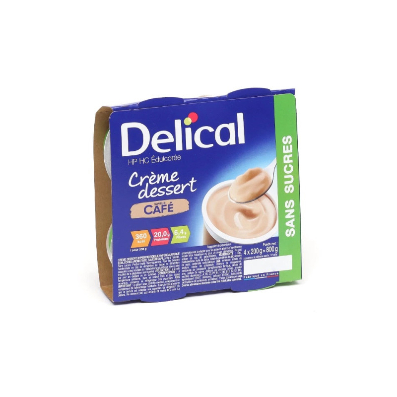 Delical crème dessert sans sucre café - 4 x 200g