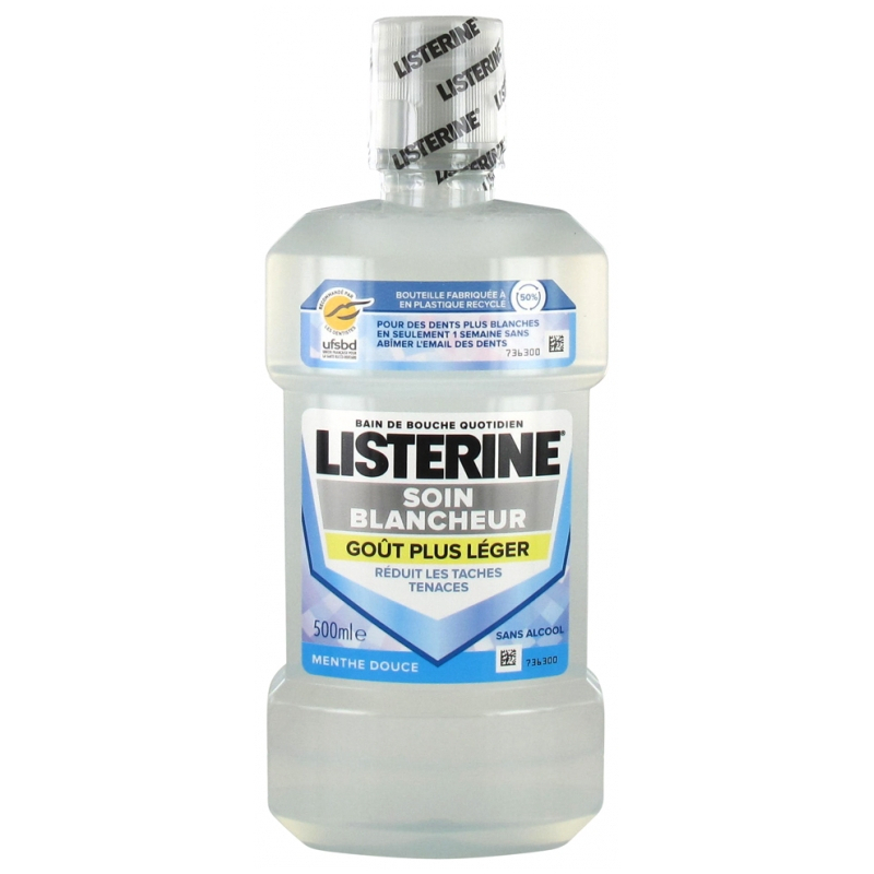 Listerine Bain de Bouche Soin Blancheur Goût Plus Léger - 500 ml