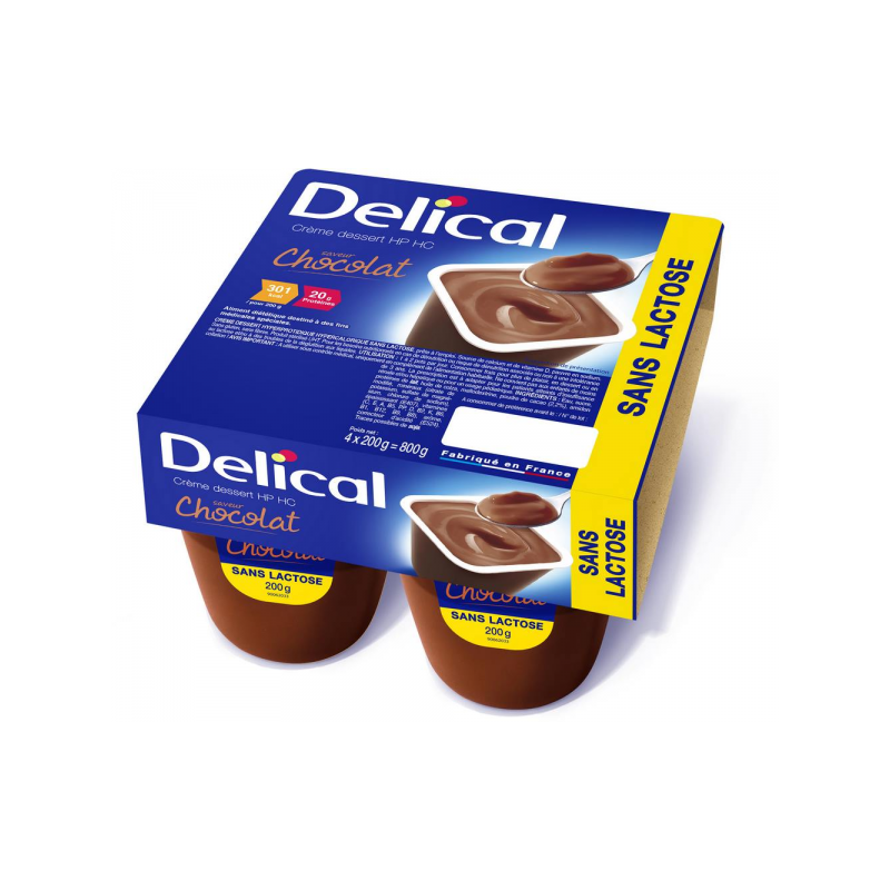 Delical Crème Dessert HP/HC Sans Lactose Chocolat - 4 x 200 g