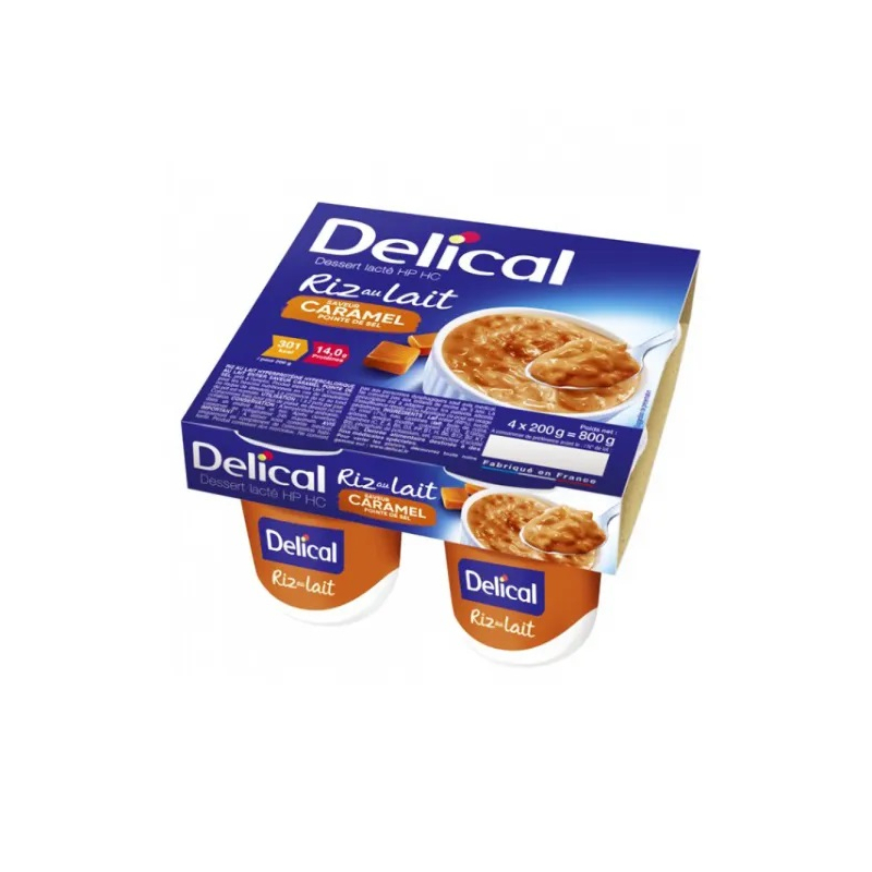 Delical Riz au Lait HP HC Saveur Caramel Pointe de Sel - 4 x 200 g