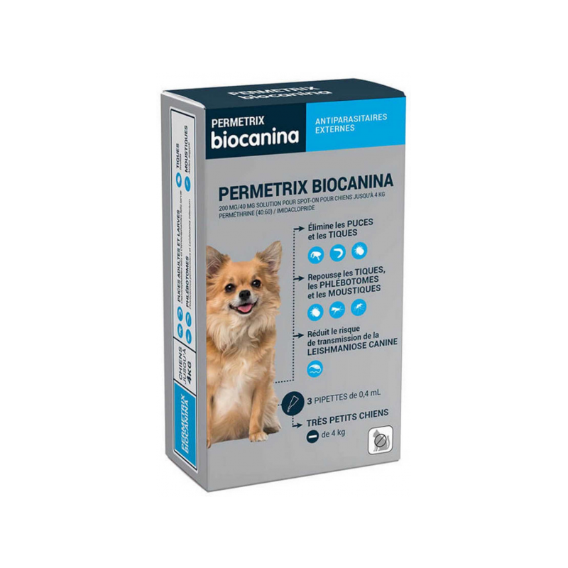 Biocanina permetrix très petits chiens de 4 200mg/40mg - 3 unités  