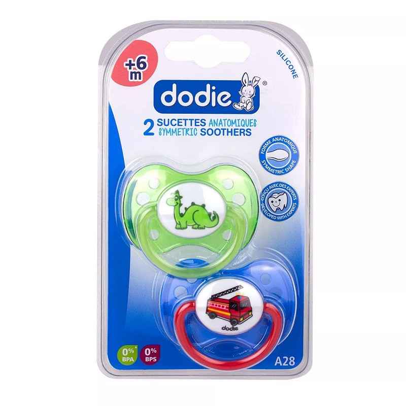 Dodie Sucettes anatomiques en silicone 6m+ "Garçon" - Lot de 2