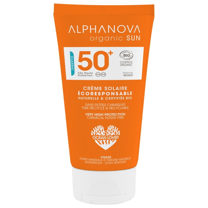 Alphanova Sun Crème Solaire Visage Écoresponsable SPF50+ Bio 50 g