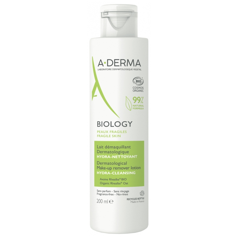 A-DERMA Biology Lait Démaquillant Dermatologique Bio - 200 ml