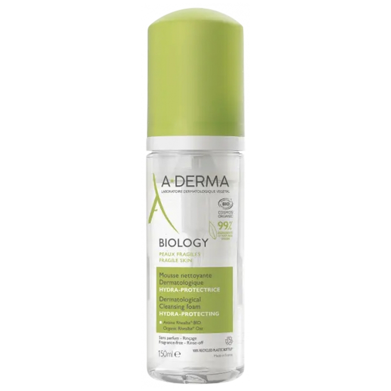 A-Derma Biology Mousse Nettoyante Dermatologique Hydra-Protectrice Bio - 150 ml