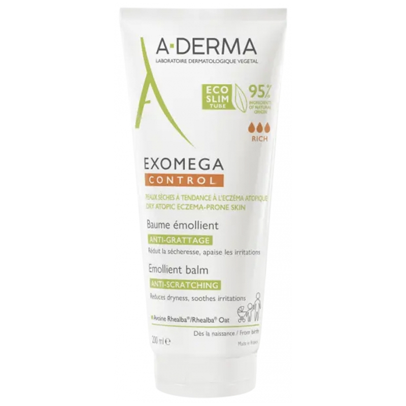 A-DERMA Exomega Control Baume Émollient Anti-Grattage Tube Éco-Slim - 200 ml