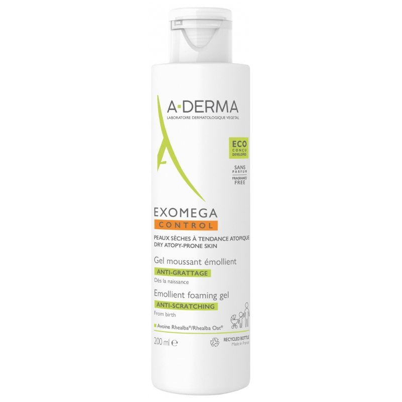 A-DERMA Exomega Control Gel Moussant Émollient Anti-Grattage - 200 ml