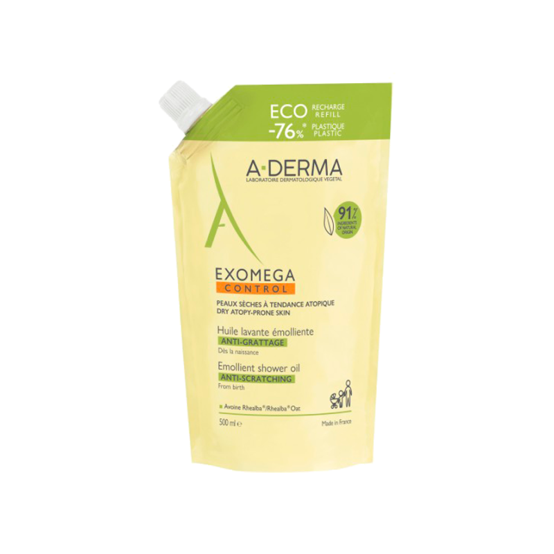 A-DERMA Exomega Control Huile Lavante Émolliente Anti-Grattage Recharge - 500 ml