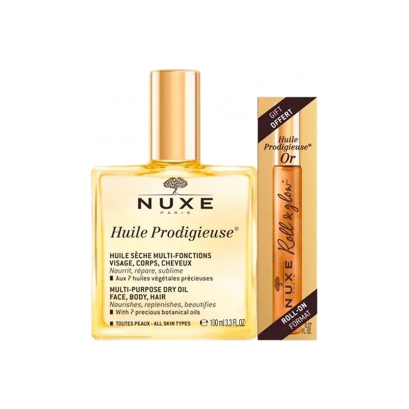 Nuxe Huile Prodigieuse 100 ml + Huile Prodigieuse Or Roll-On 8 ml Offerte