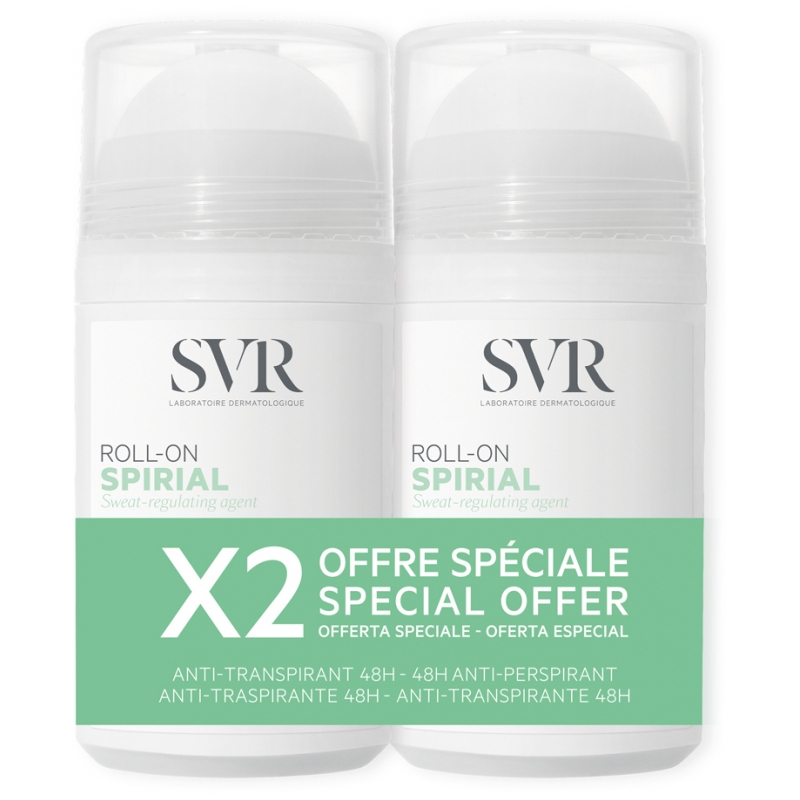 SVR Spirial Déodorant Anti-Transpirant 48H Roll-On - Lot de 2 x 50 ml