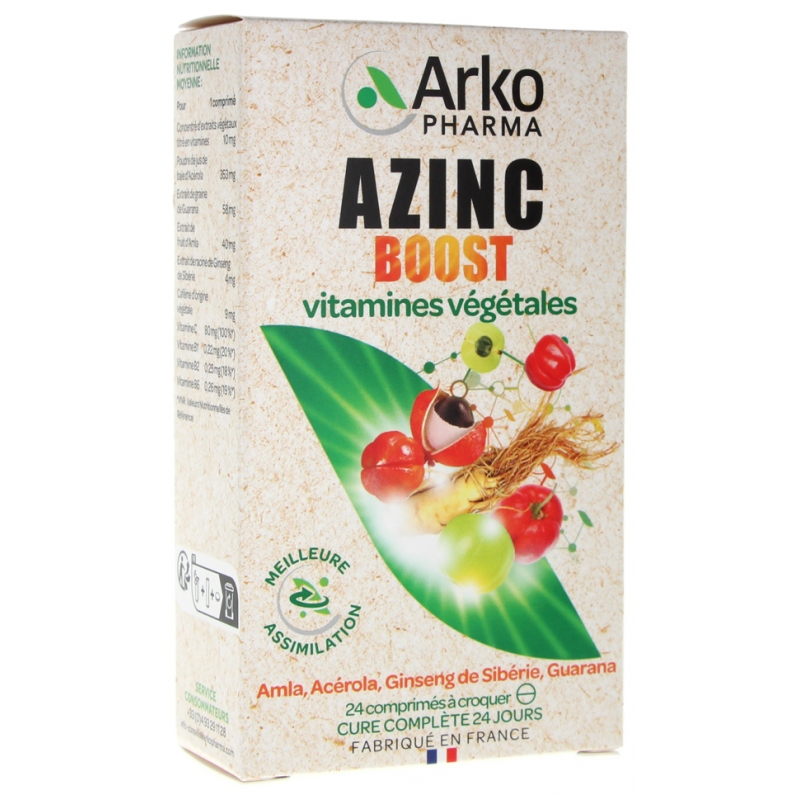 Arkopharma Azinc Boost Vitamines Végétales - 24 Comprimés à Croque