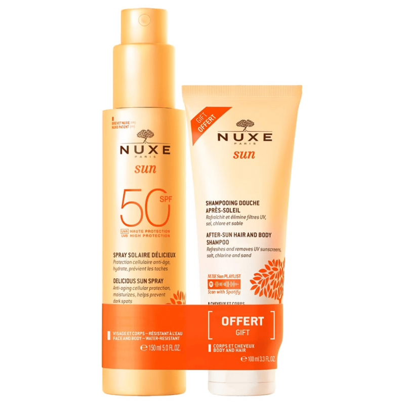 Nuxe Sun Spray Solaire Délicieux SPF50 150 ml + Shampoing Douche Après-Soleil 100 ml Offert