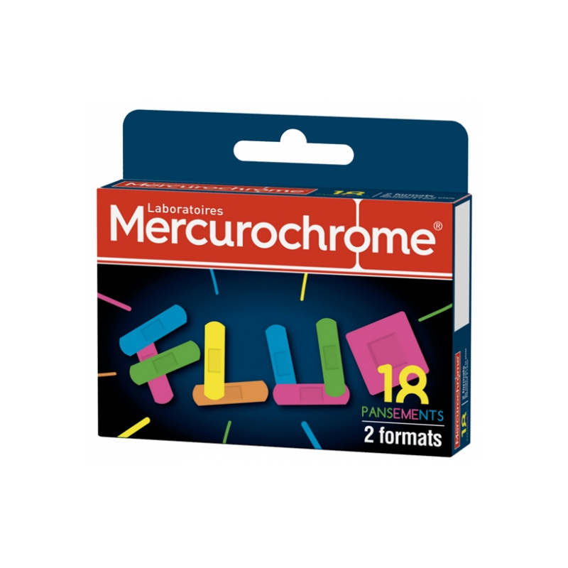 Mercurochrome Pansements Fluo 2 Formats - 18 Pansements