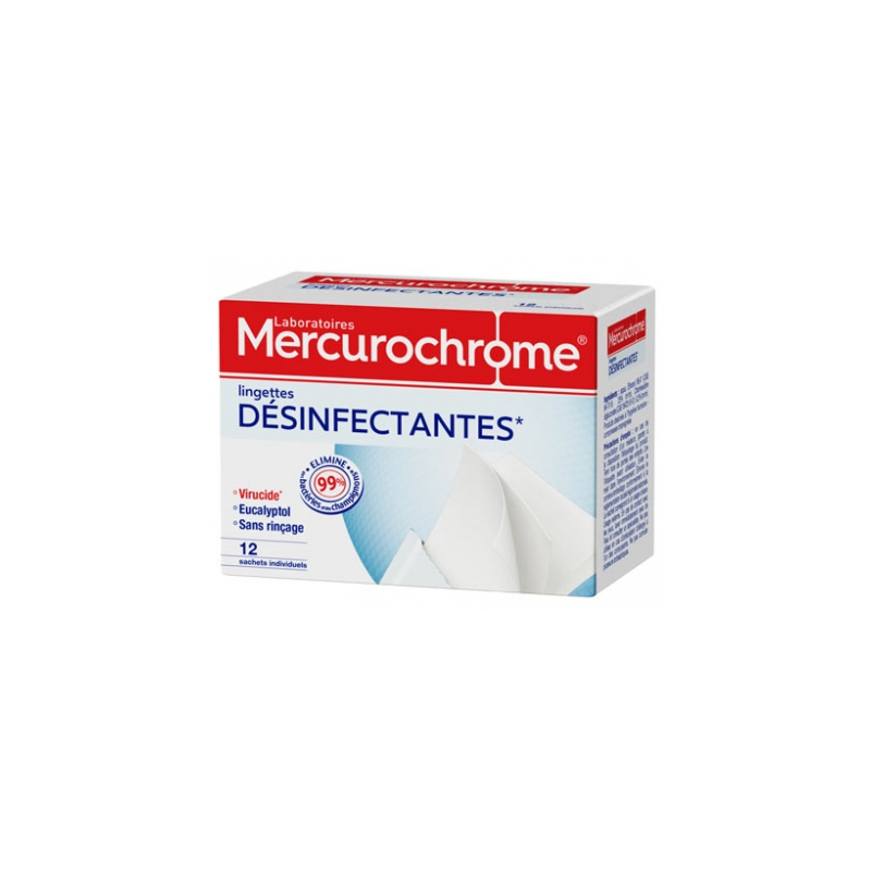 Mercurochrome Lingettes Désinfectantes - 12 Sachets Individuels