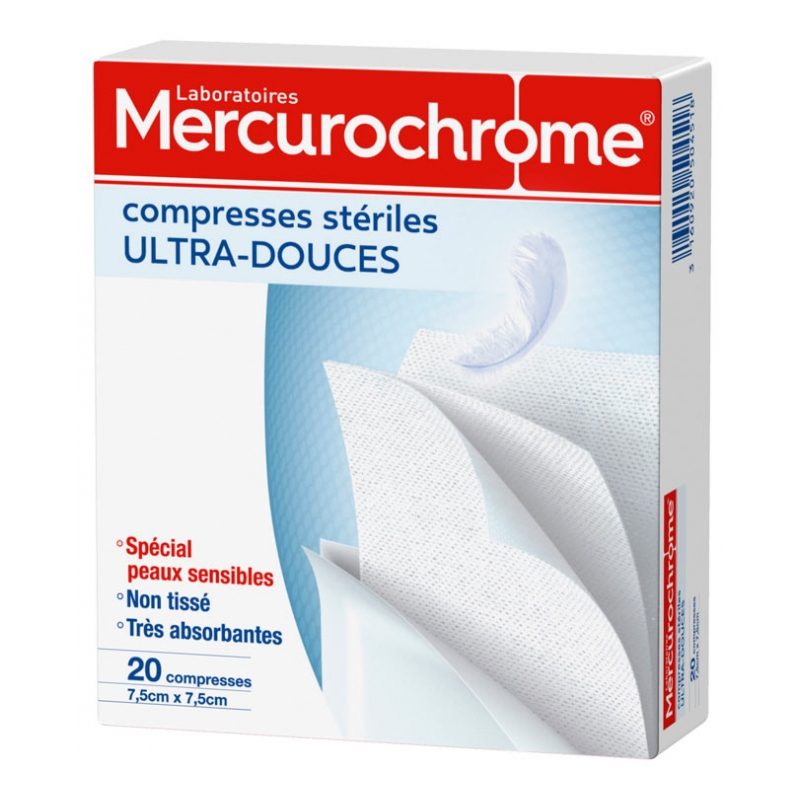 Mercurochrome  Compresses Stériles Ultra-Douces - 20 unités 