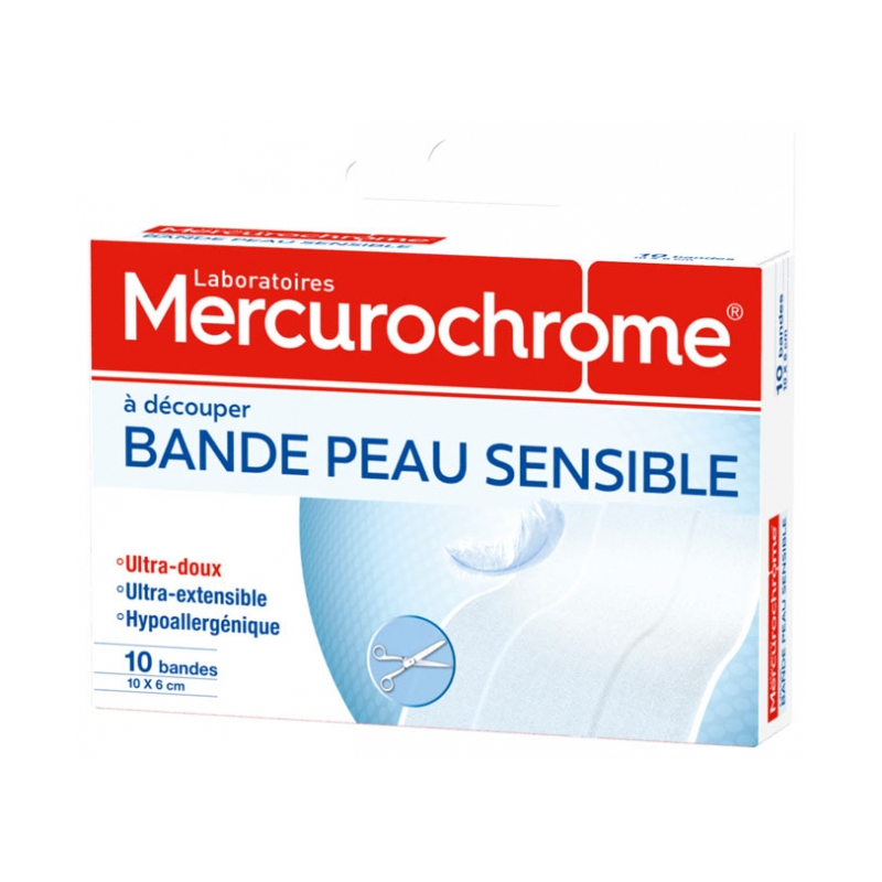 Mercurochrome Bande à Découper Peau Sensible - 10 Bandes