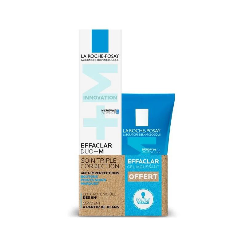 La Roche-Posay Effaclar Duo+M Soin triple correction anti-imperfections 40ml + Gel moussant 50ml Offert