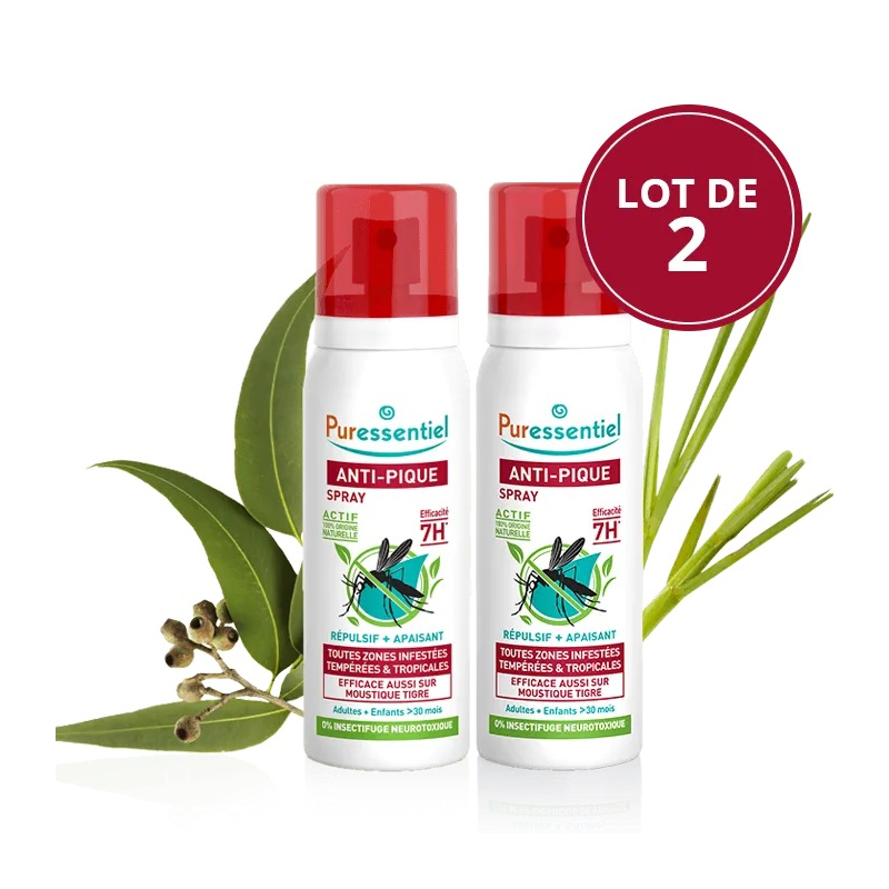 Puressentiel Anti-Pique Spray Répulsif Apaisant Zones Infestées Adultes et Enfants - 2x75ml