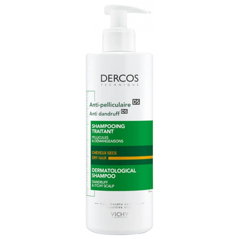 Vichy Dercos Shampoing Traitant Anti-Pelliculaire DS Cheveux Secs - 390 ml