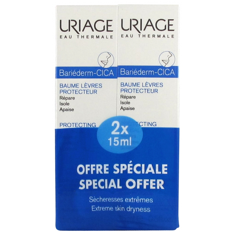 Uriage Bariéderm Cica Baume Lèvres Protecteur - Lot de 2 x 15 ml