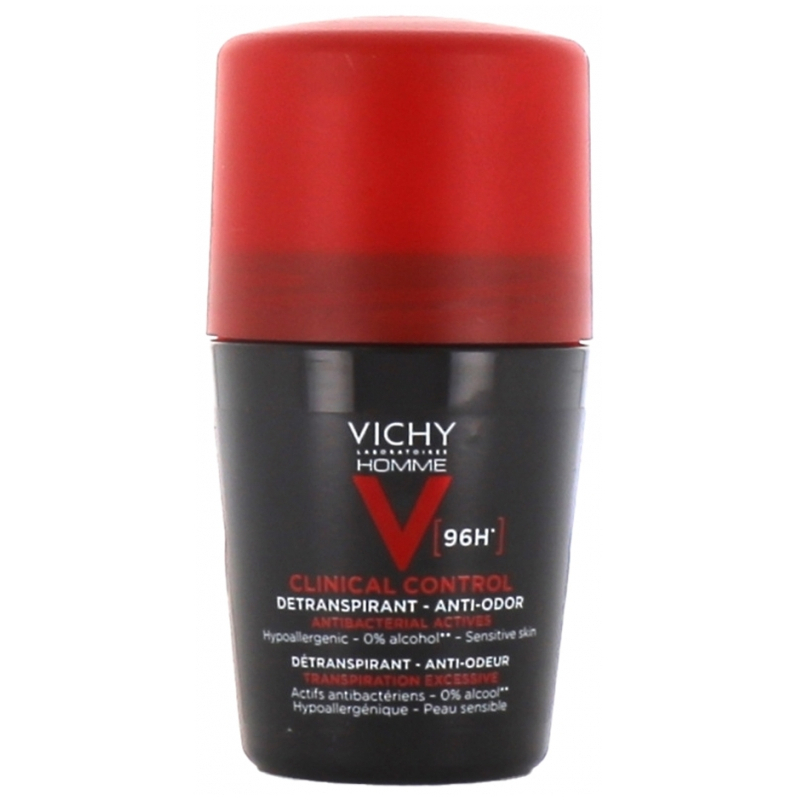 Vichy Homme Clinical Control Déodorant Détranspirant Anti-Odeur 96H Roll-On - 50 ml