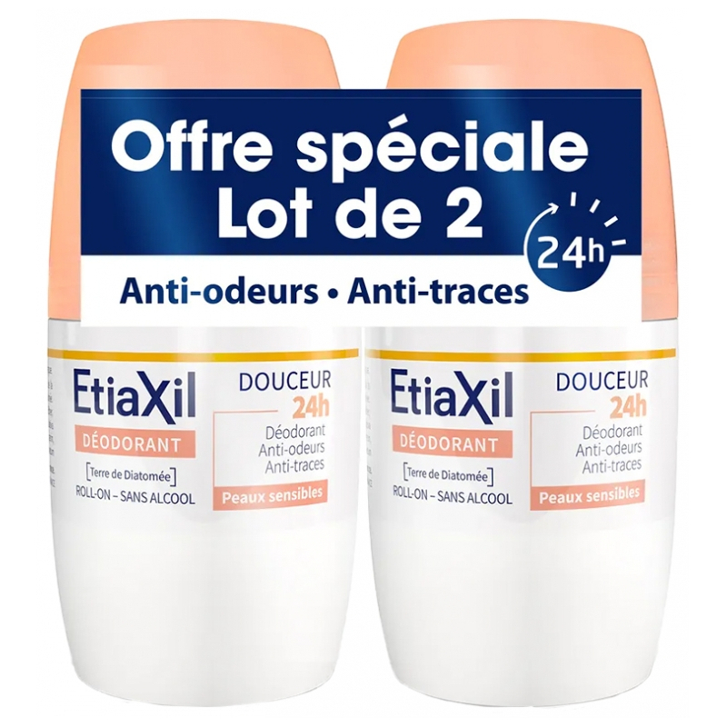 Etiaxil Déodorant Douceur 24H Roll-On - Lot de 2 x 50 ml