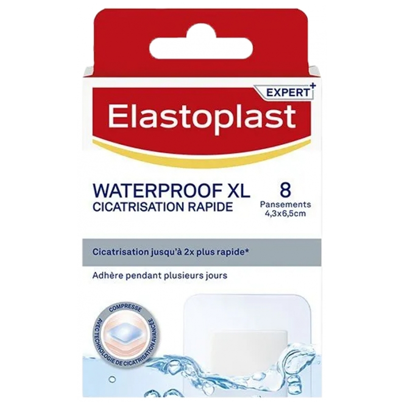 Elastoplast Pansement Waterproof XL Cicatrisation Rapide - 8 Pansements