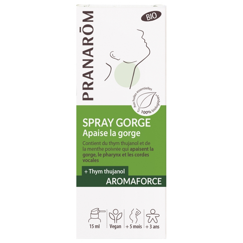 Pranarôm Aromaforce Spray Gorge Apaise la Gorge Bio - 15 ml