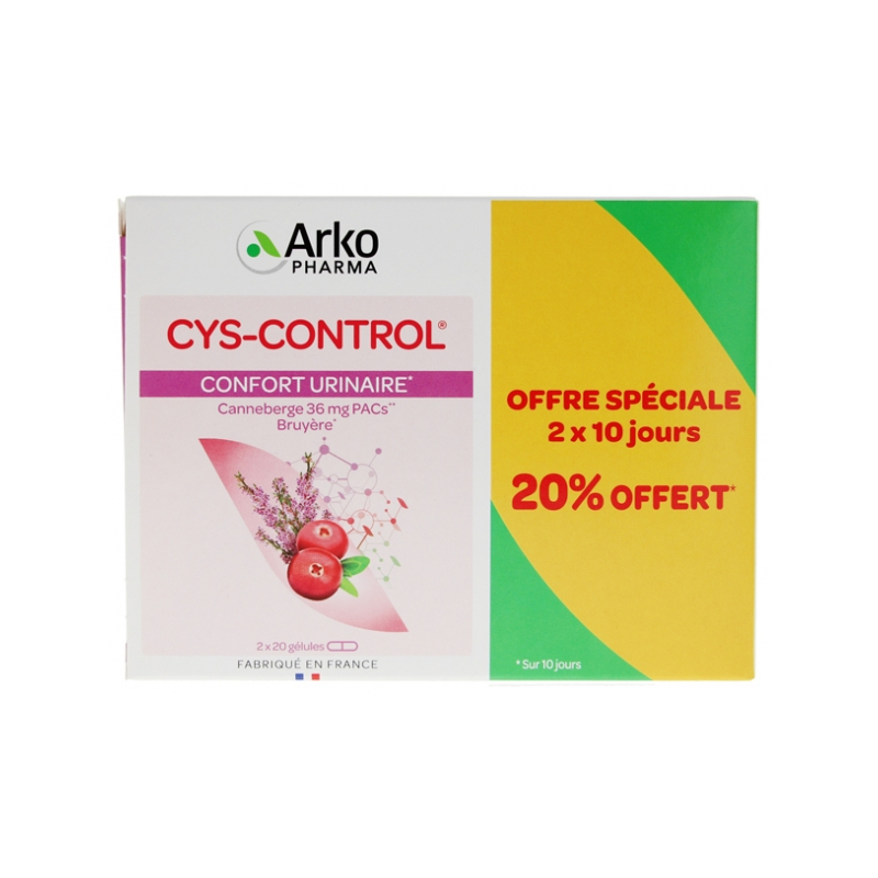 Arkopharma Cys-Control Confort Urinaire - Lot de 2 x 20 Gélules