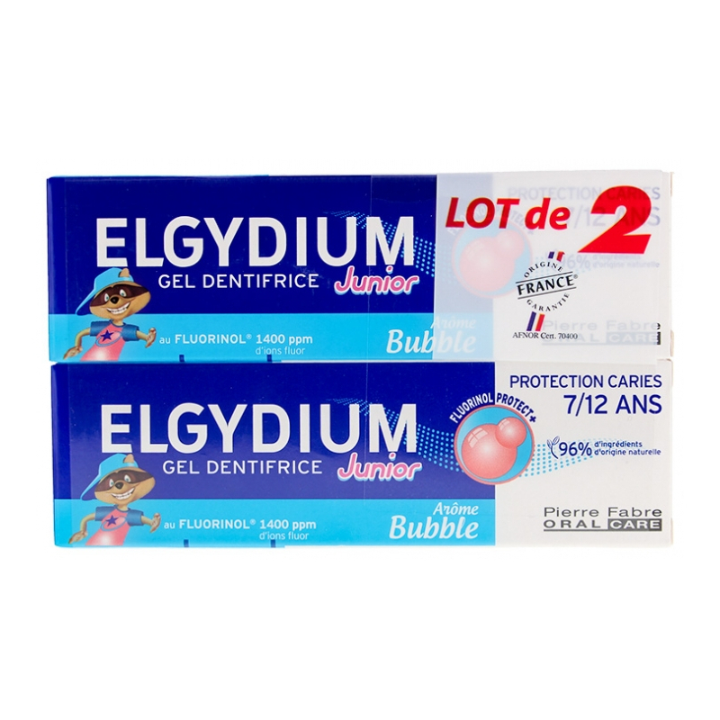 Elgydium Junior Gel Dentifrice Protection Caries 7/12 Ans - Lot de 2 x 50 ml